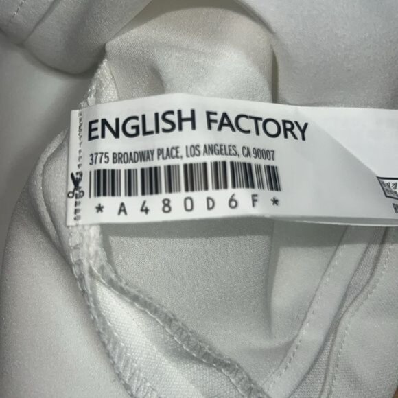 English Factory Sleeveless White Shift Dress With Navy Tie Collar Size Large - Picture 9 of 12